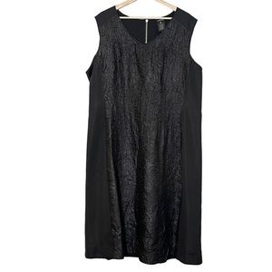 J.Peterman Womens Crinkle Textured Shift Dress Size 22 Black Stretch Side Panel